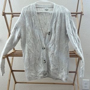 Woven Cardigan XS, fits more like a M. It is oversized